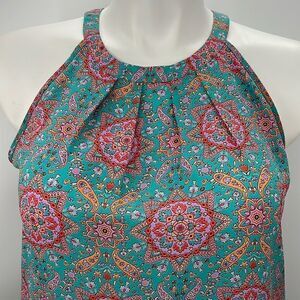 Cynthia Rowley mandala aqua orange tank top large